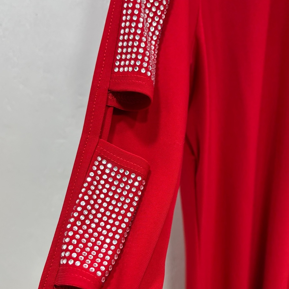 Sexy Come N See Rhinestone Embellished Sleeve Tunic with Cutout Details SZ XL - Picture 4 of 6